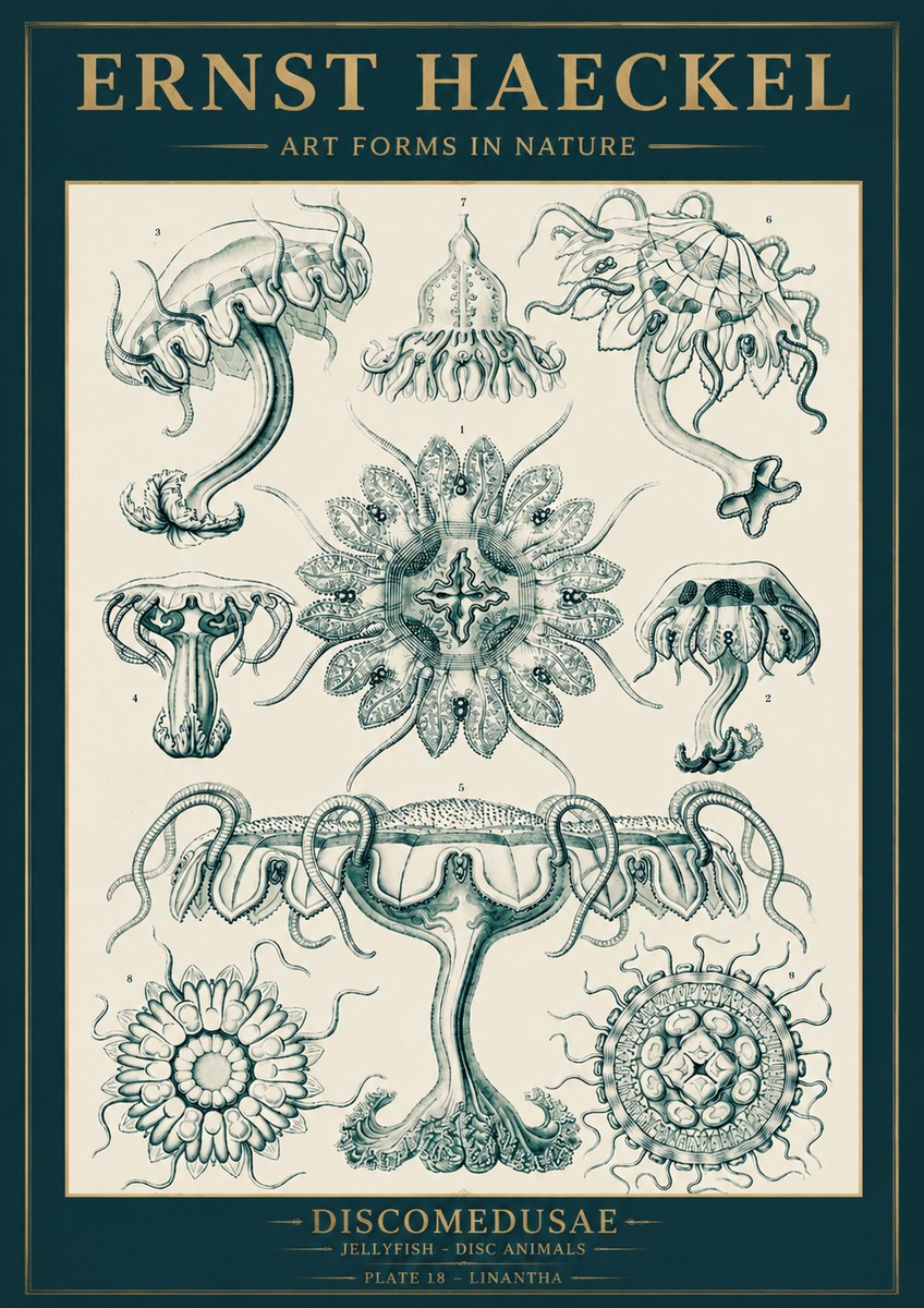 Ernst Haeckel Discomedusae. Jellyfishes. No5 - Poster
