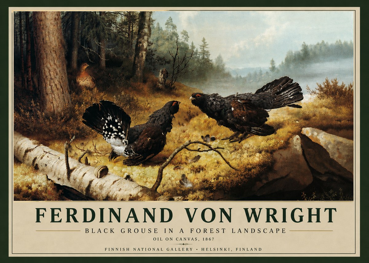 Ferdinand von Wright Black Grouse in a Forest Landscape No5 - Poster