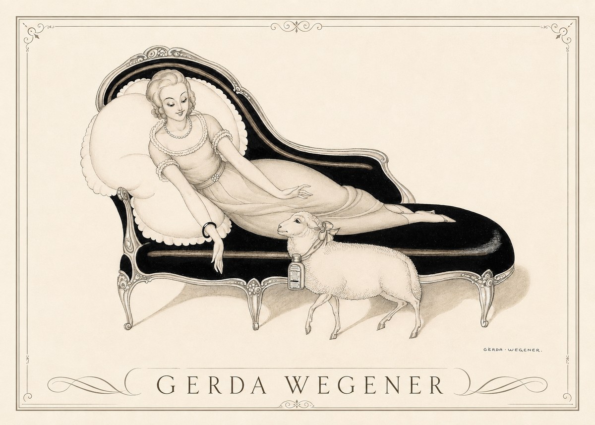 Gerda Wegener Lady with Lamb No3 - Poster