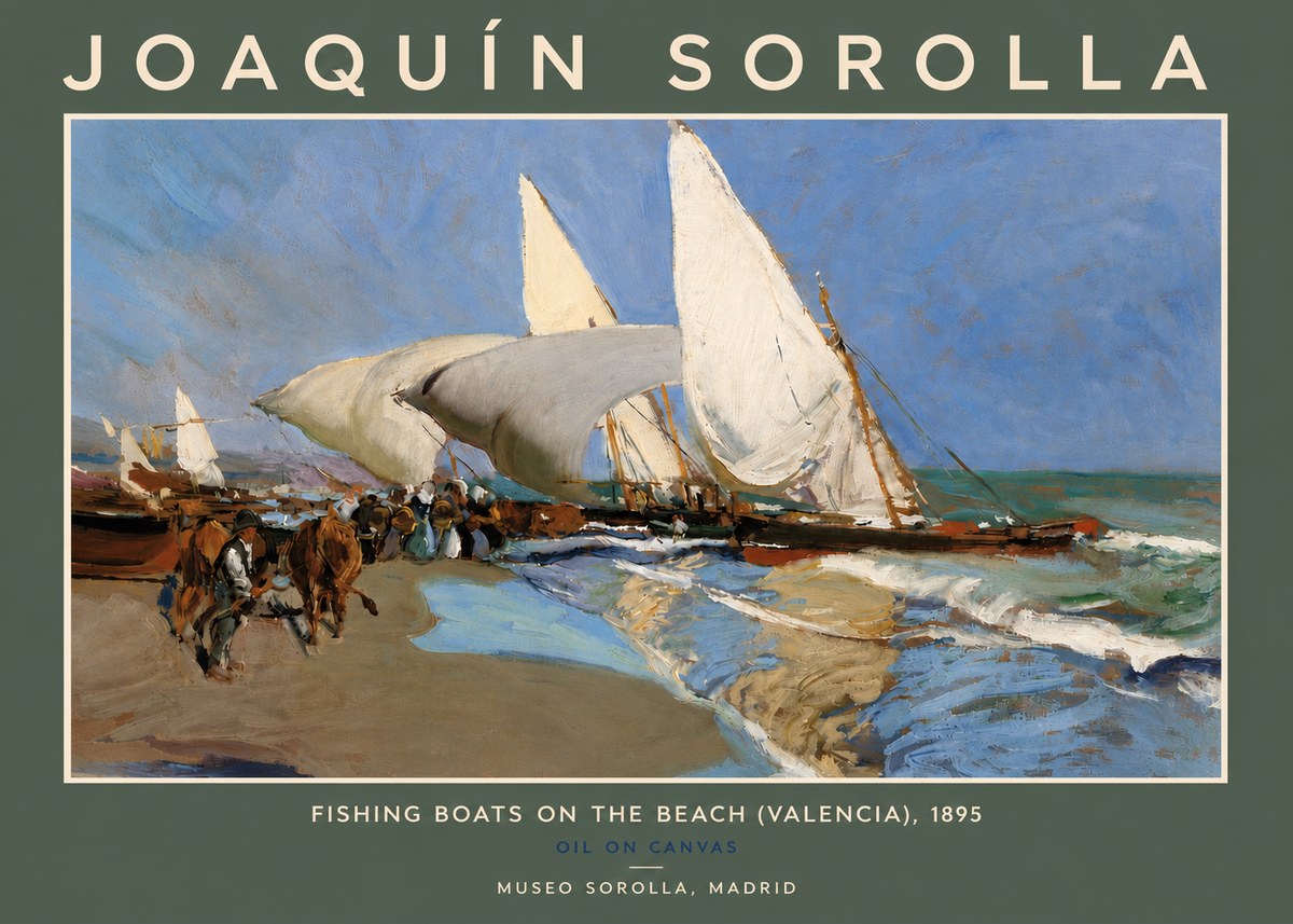 Sorolla Fishing Boats on the Beach (Valencia), 1895 No5 - Poster