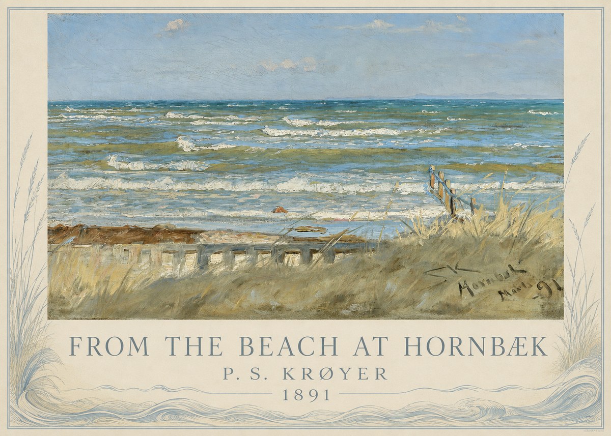 P.S. Krøyer From the Beach at Hornbæk · 1891 No3 - Poster