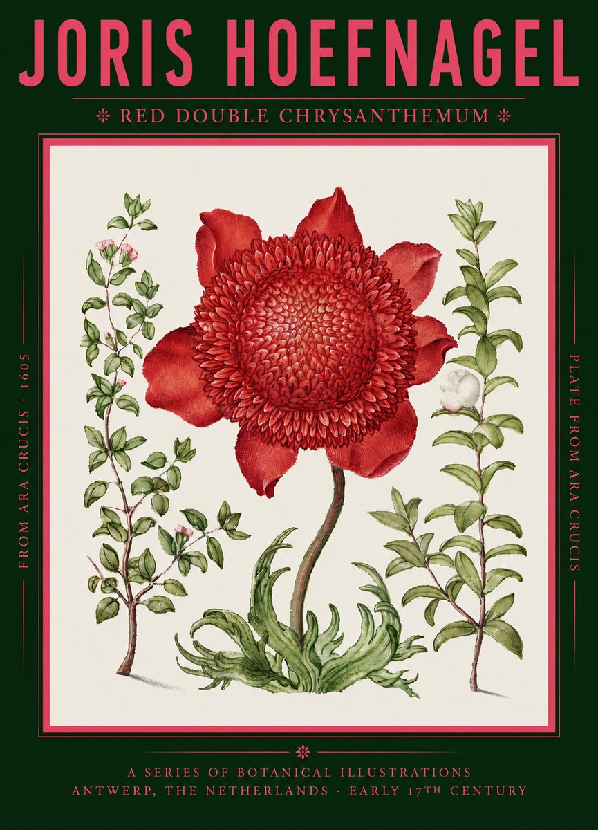 Joris Hoefnagel Red Double Chrysanthemum No2 - Poster