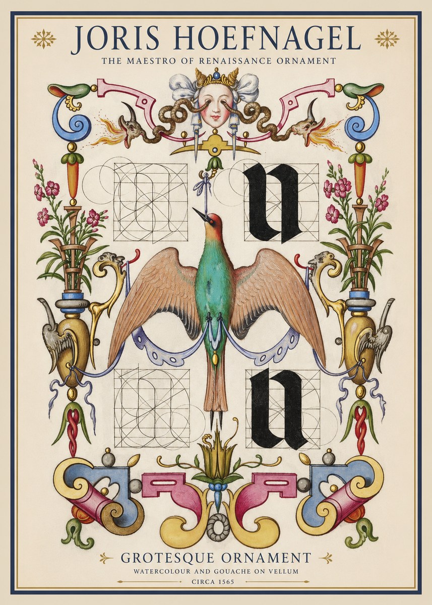 Joris Hoefnagel Grotesque Ornament No1 - Poster