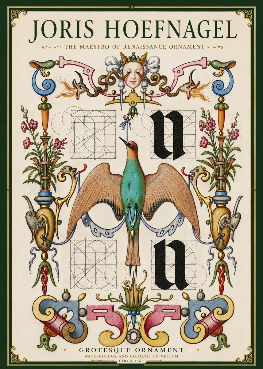 Joris Hoefnagel Grotesque Ornament No5 - Poster