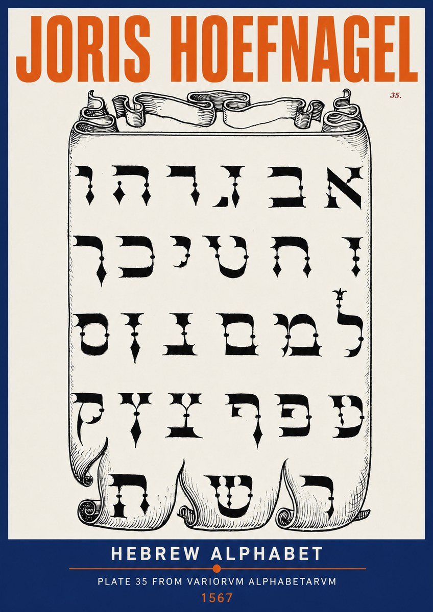 Joris Hoefnagel Hebrew Alphabet No2 - Poster