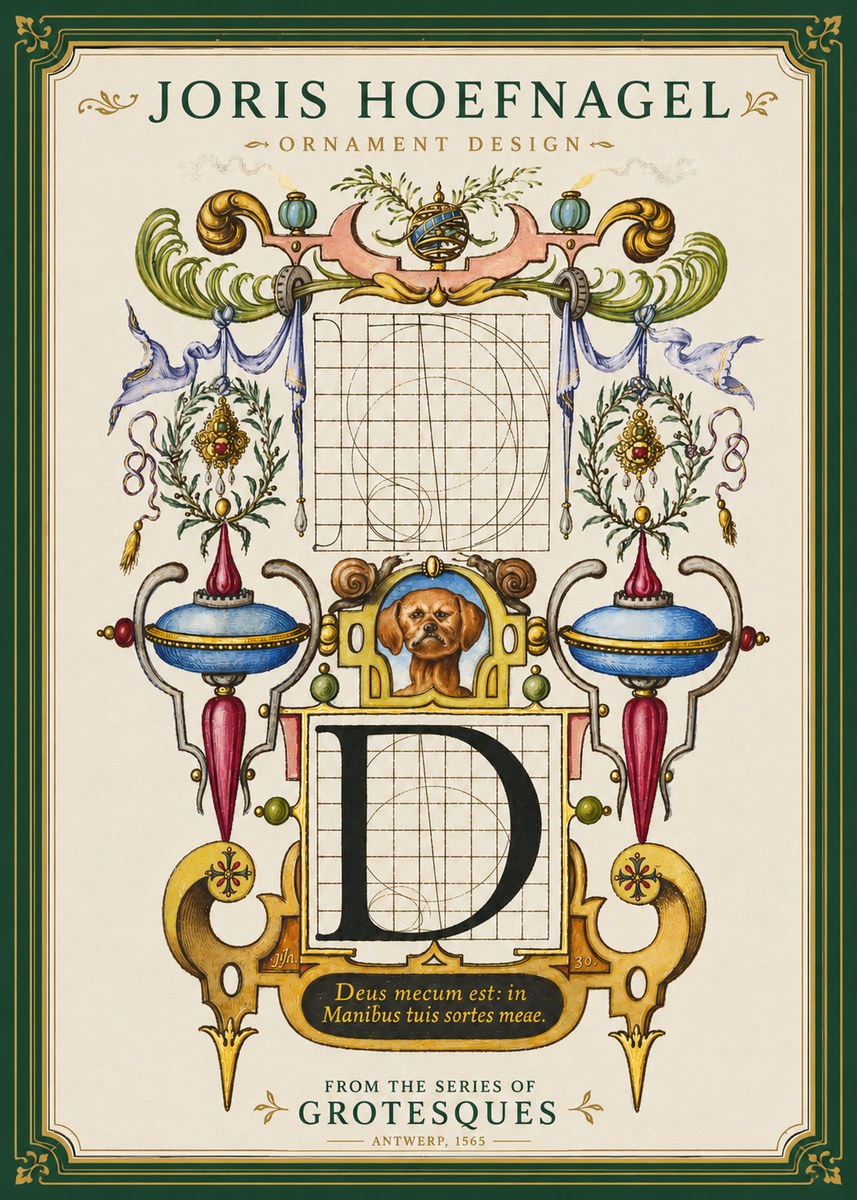 Joris Hoefnagel Illuminated Initial 'D' No4 - Poster