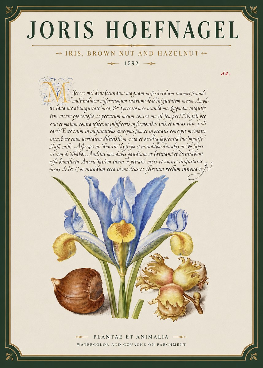Joris Hoefnagel Iris, Brown Nut and Hazelnut No3 - Poster
