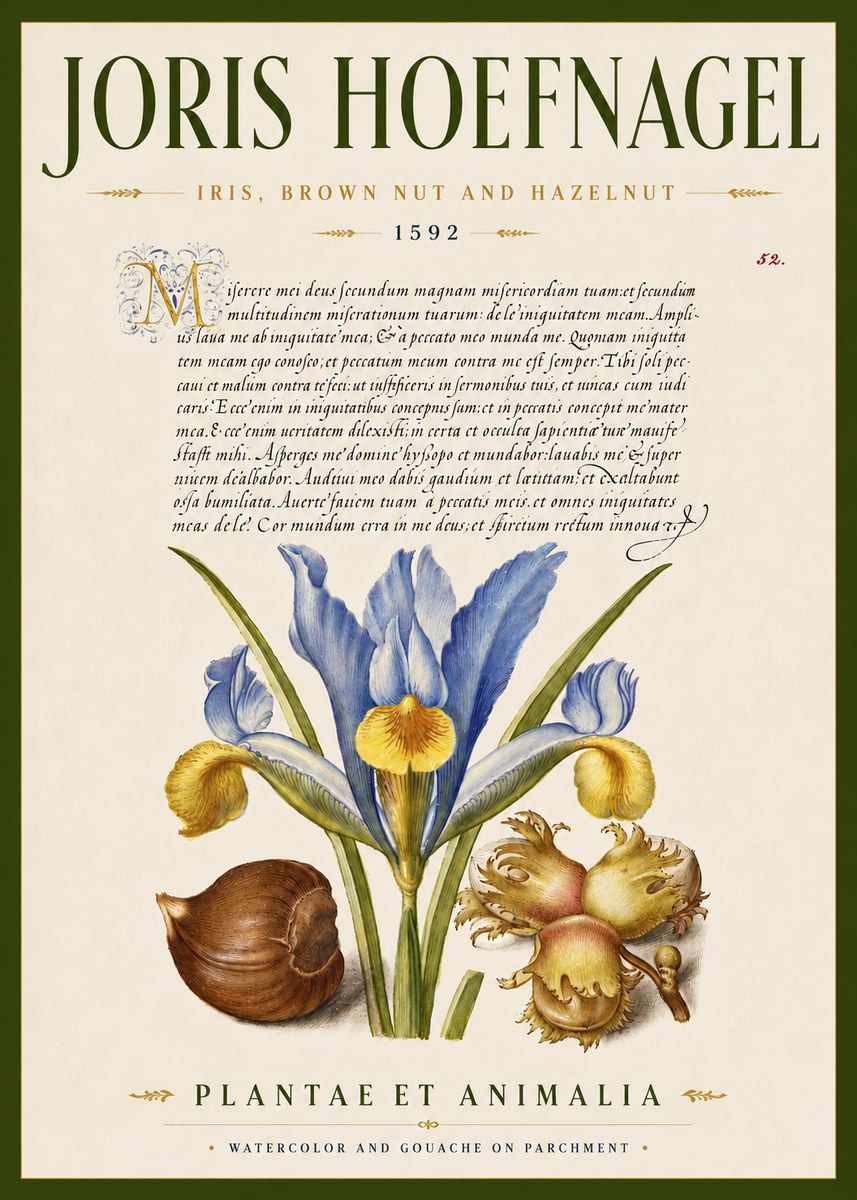 Joris Hoefnagel Iris, Brown Nut and Hazelnut No5 - Poster