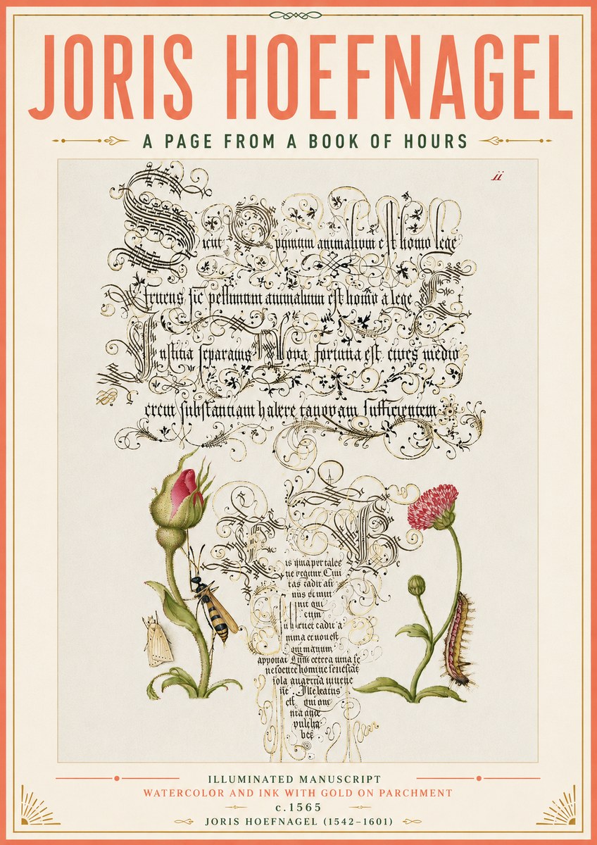Joris Hoefnagel A Page from a Book of Hours No4 - Poster
