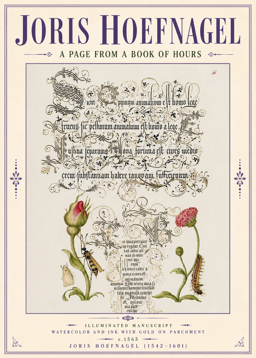 Joris Hoefnagel A Page from a Book of Hours No6 - Poster