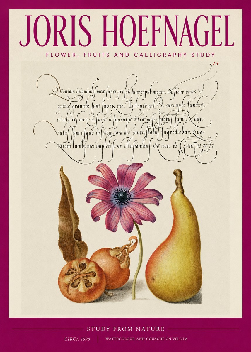 Joris Hoefnagel Study of Flower and Fruits No3 - Poster