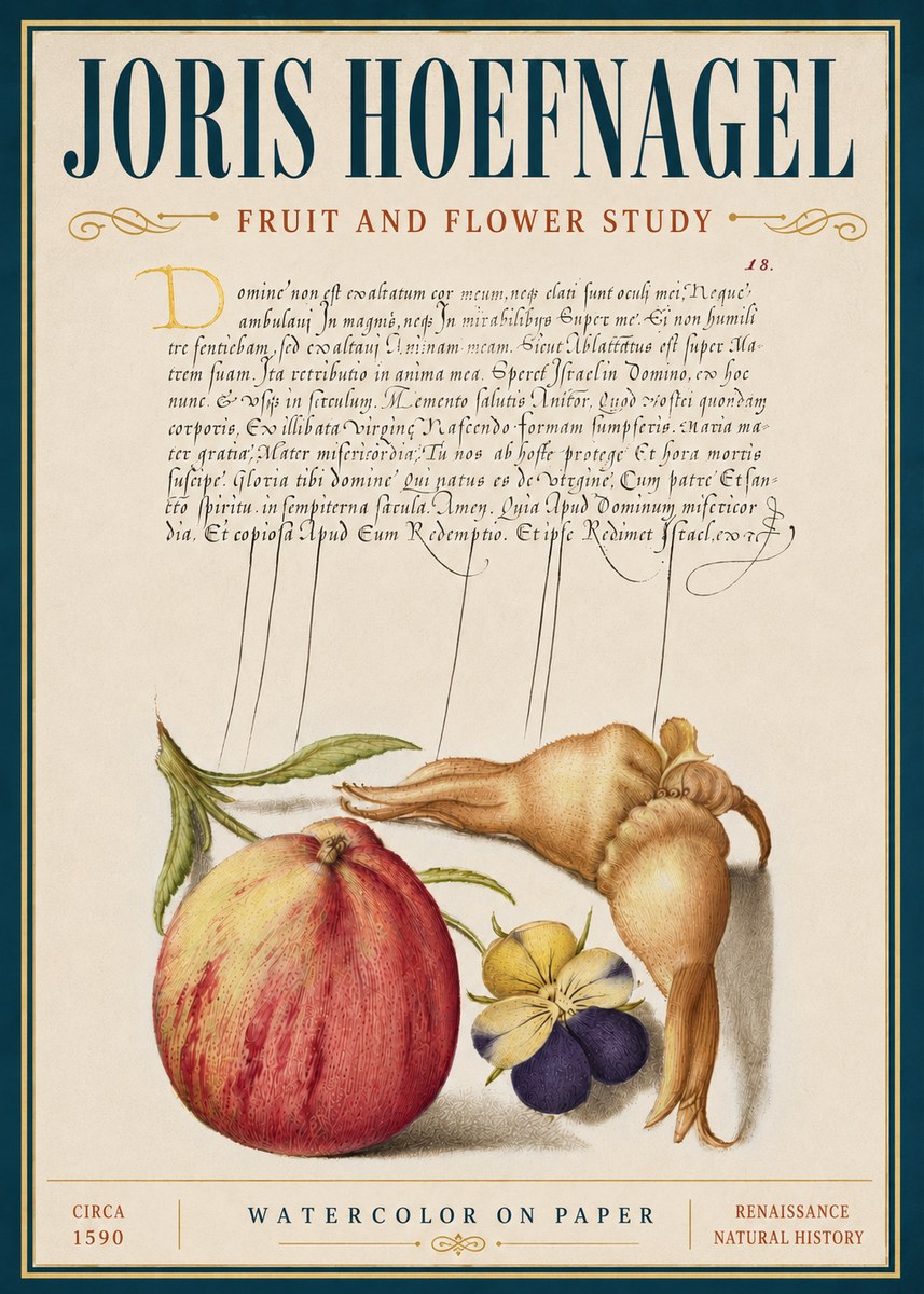 Joris Hoefnagel Fruit and Flower Study No5 - Poster