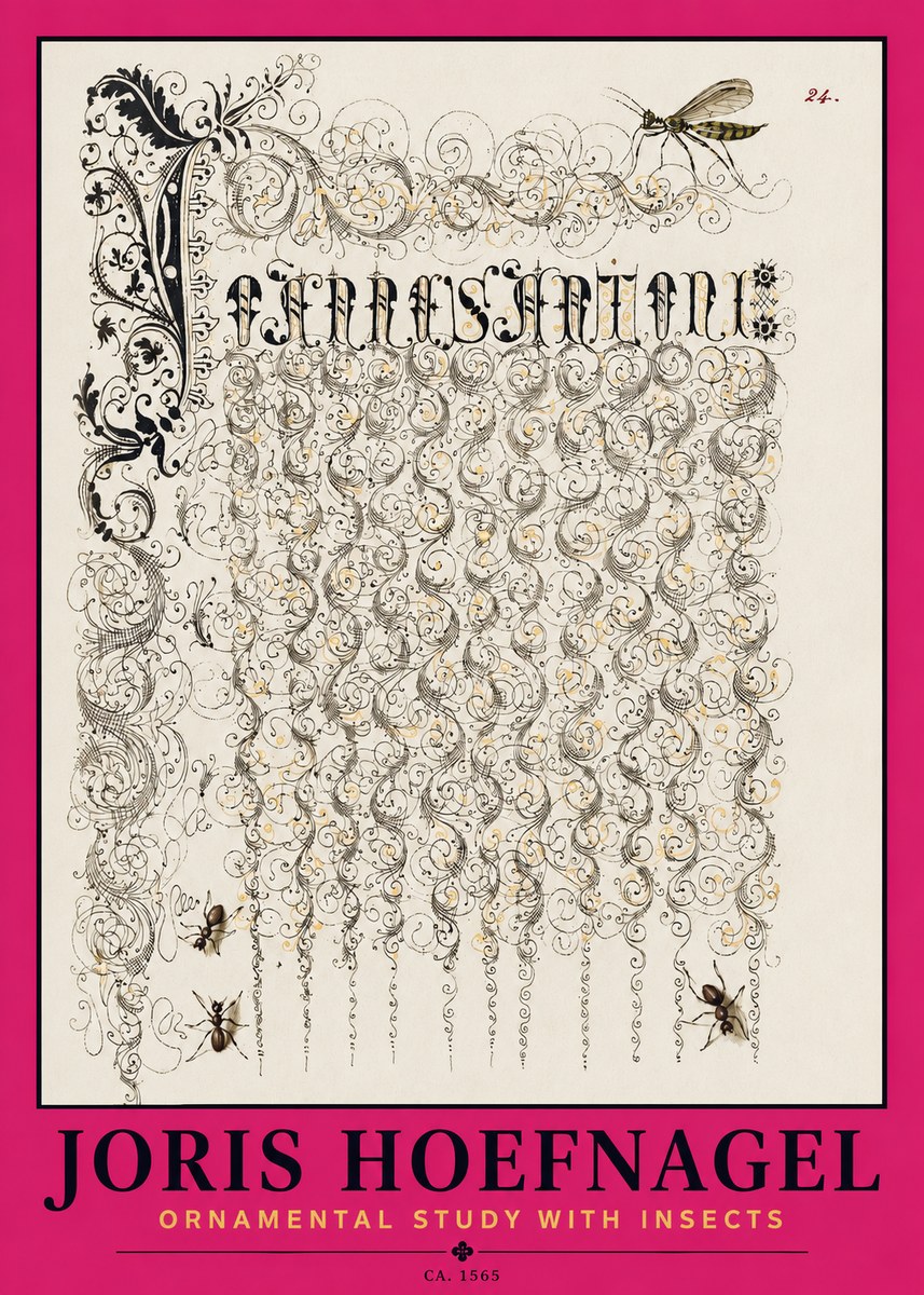 Joris Hoefnagel Ornamental Study with Insects No2 - Poster