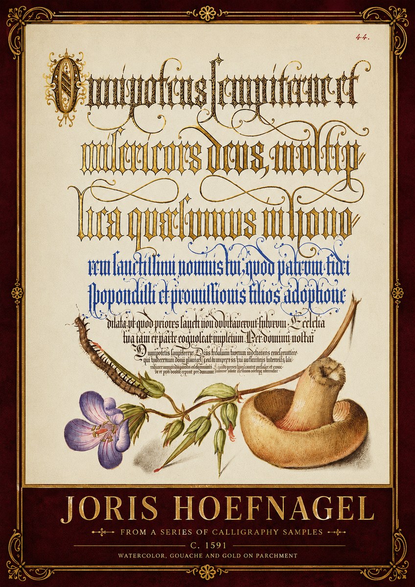 Joris Hoefnagel From a Series of Calligraphy Samples No6 - Poster