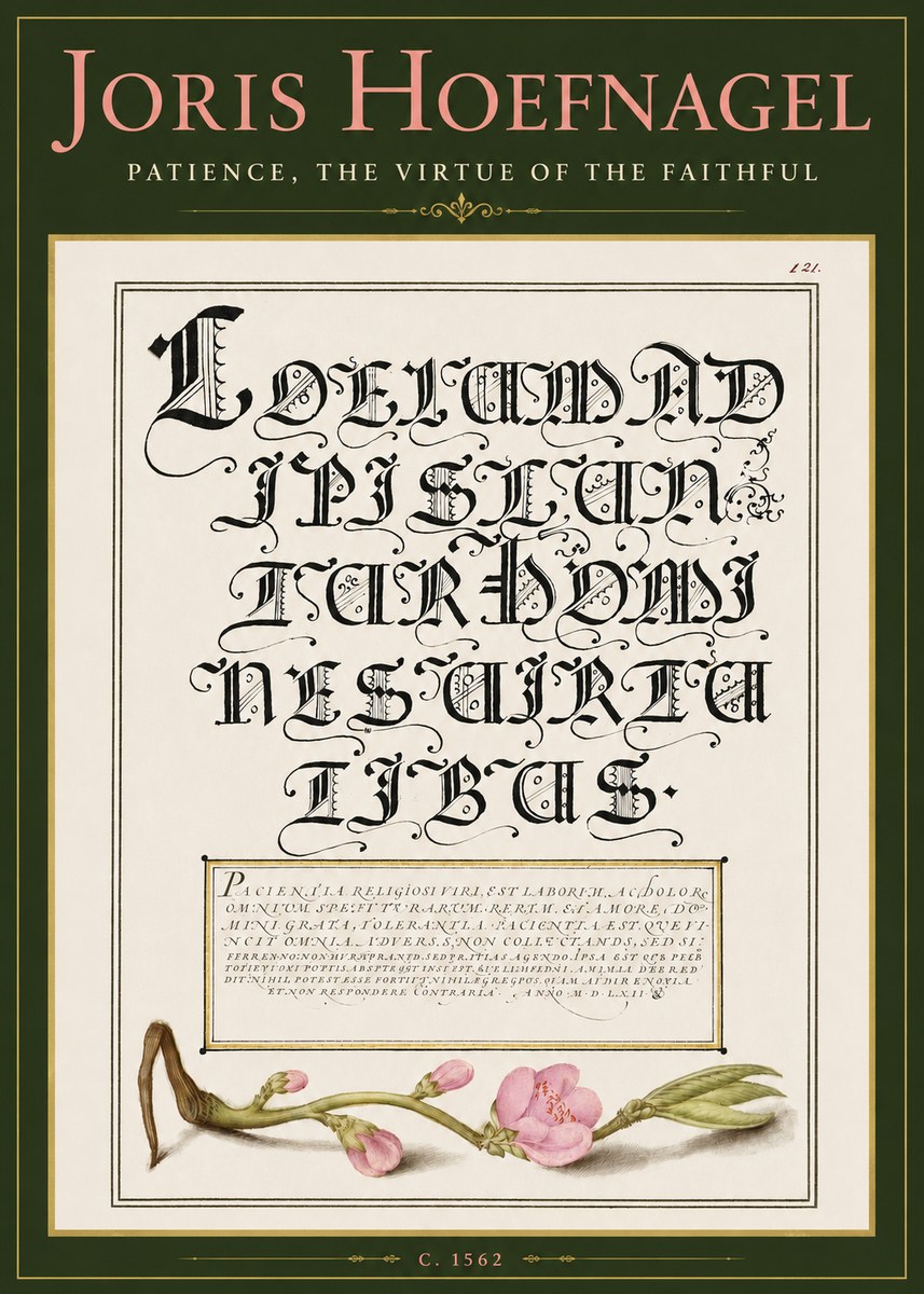 Joris Hoefnagel Calligraphic Alphabet from a Book of Lettering No5 - Poster
