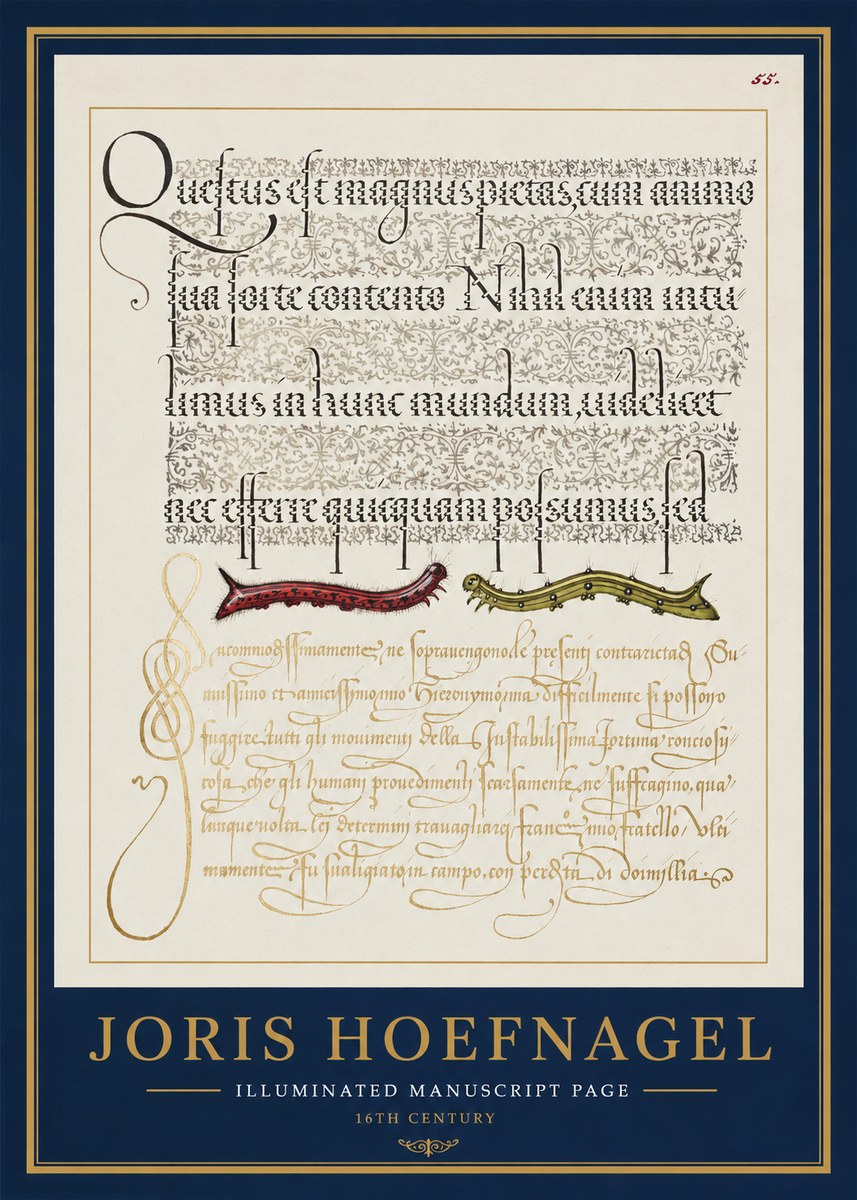 Joris Hoefnagel Illuminated Manuscript Page I No1 - Poster