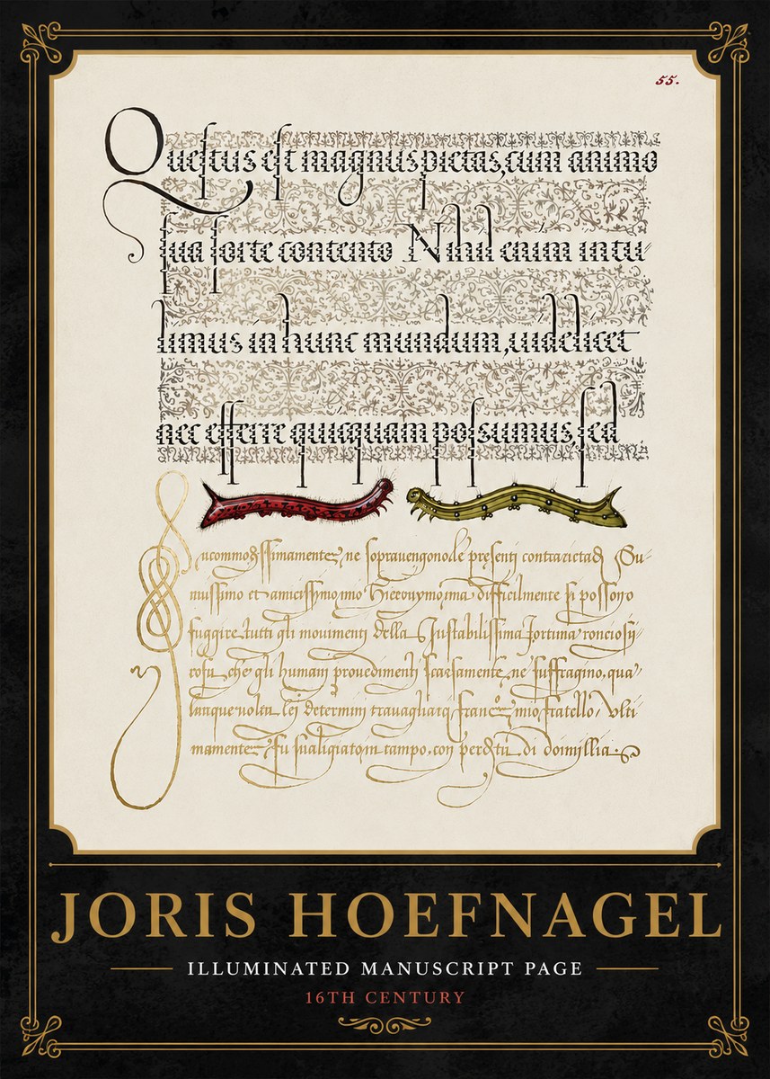 Joris Hoefnagel Illuminated Manuscript Page I No5 - Poster