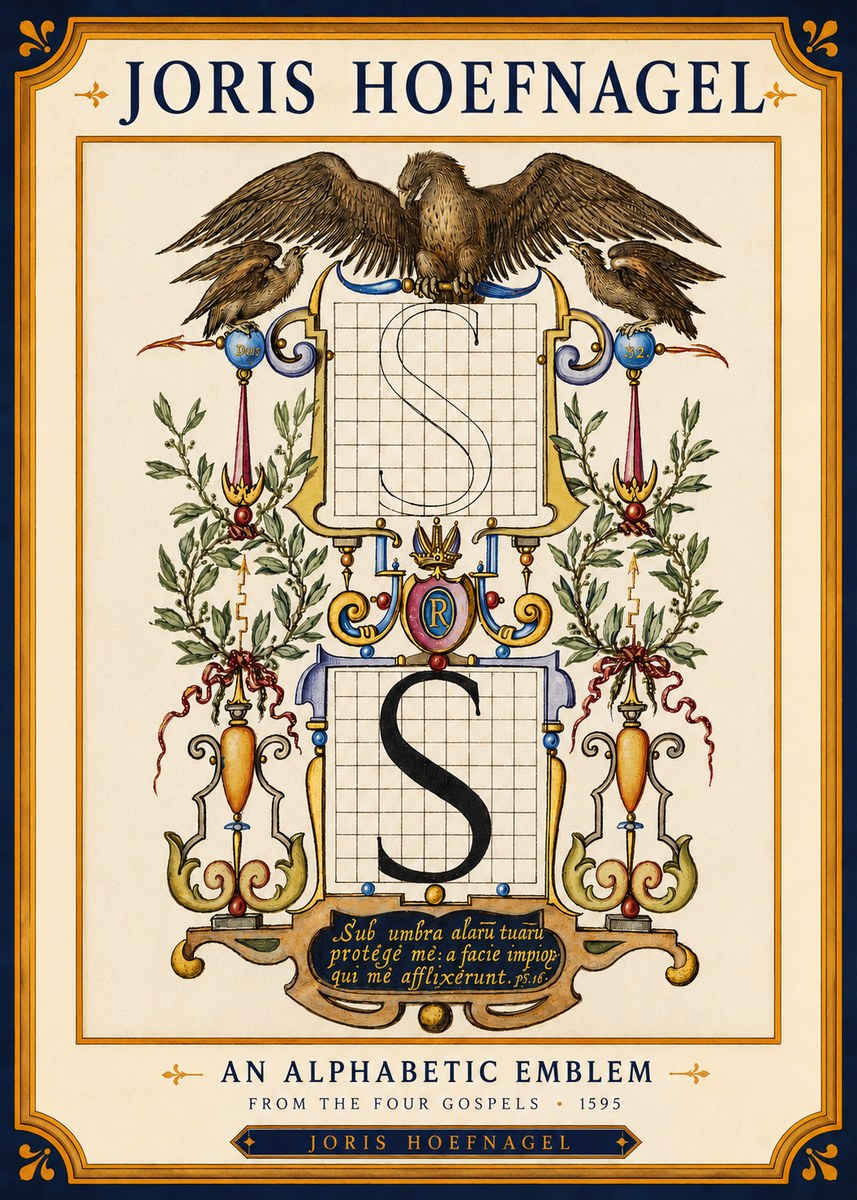 Joris Hoefnagel An Alphabetic Emblem from the Four Gospels No4 - Poster