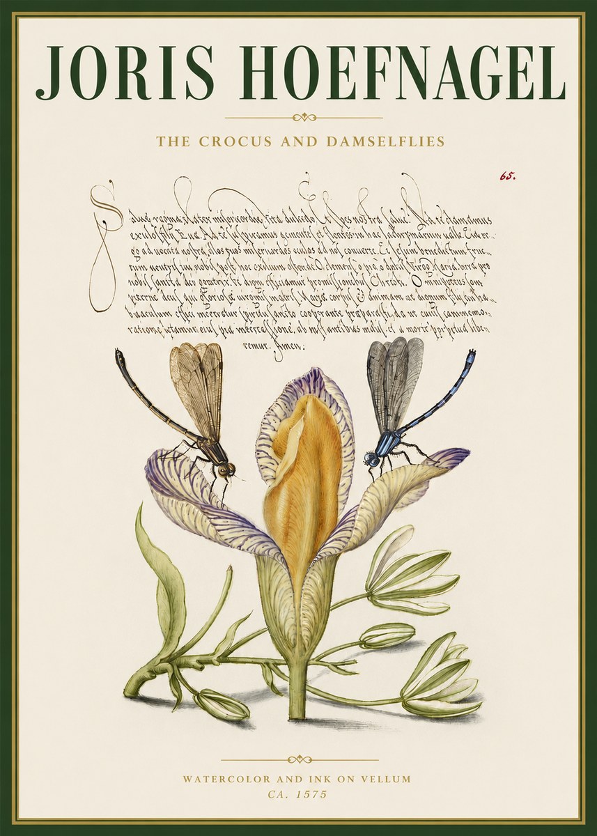 Joris Hoefnagel The Crocus and Damselflies No3 - Poster