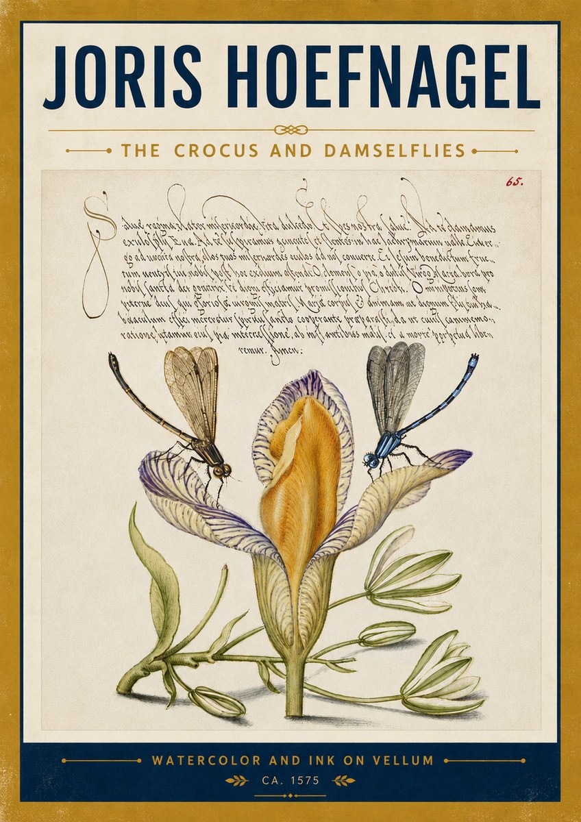 Joris Hoefnagel The Crocus and Damselflies No5 - Poster