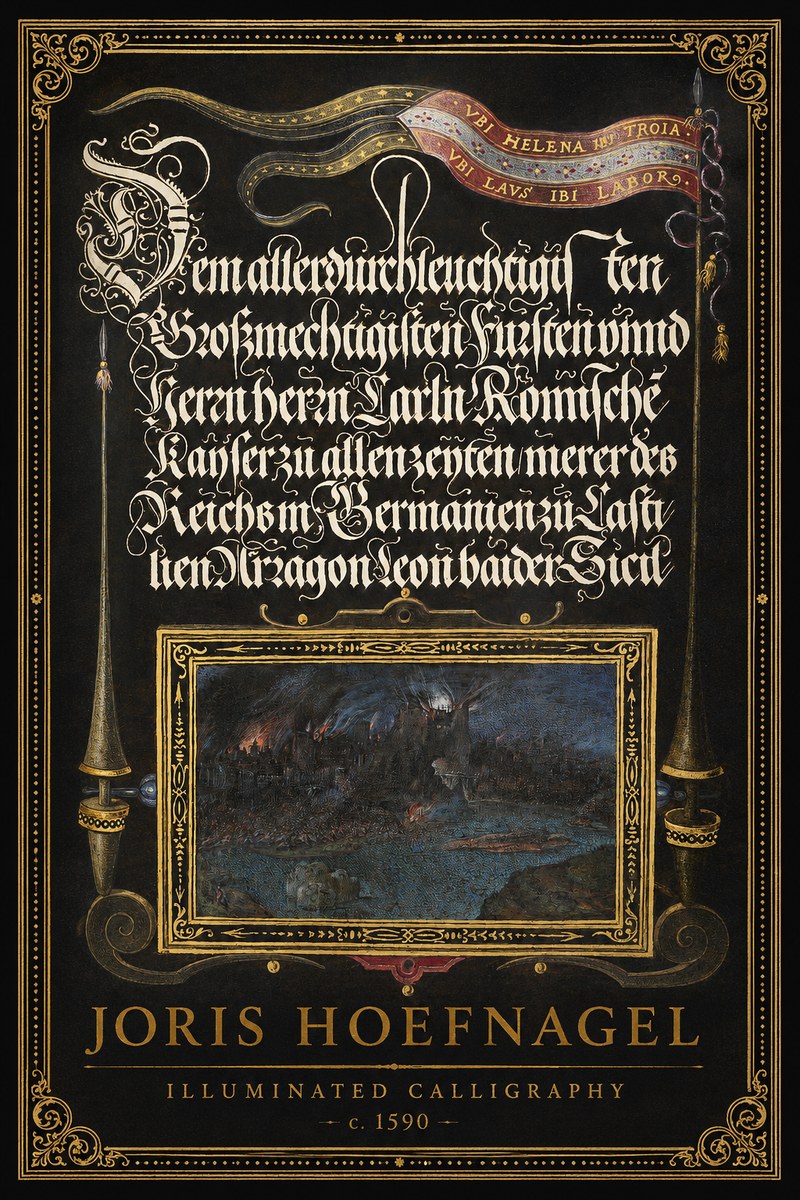 Joris Hoefnagel Illuminated Calligraphy No1 - Poster