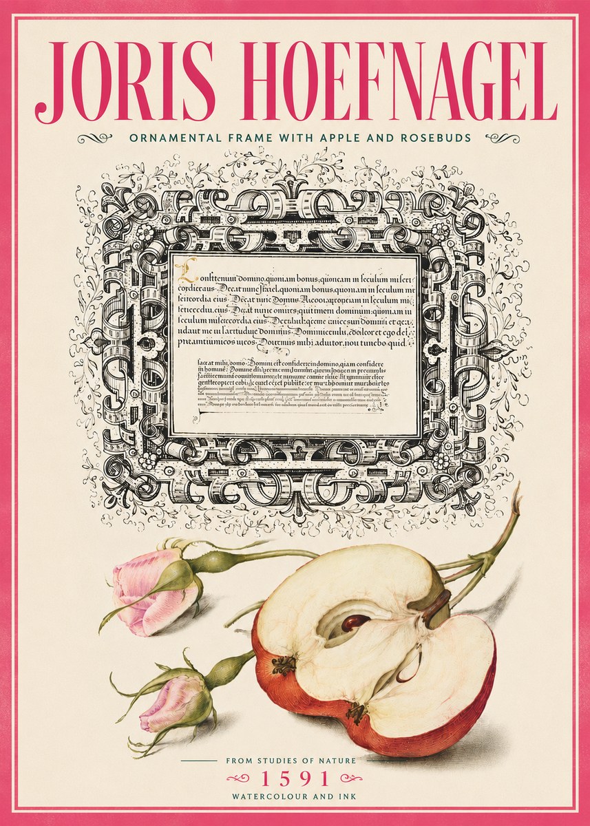 Joris Hoefnagel Illuminated Calligraphy and Botanical Study No6 - Poster