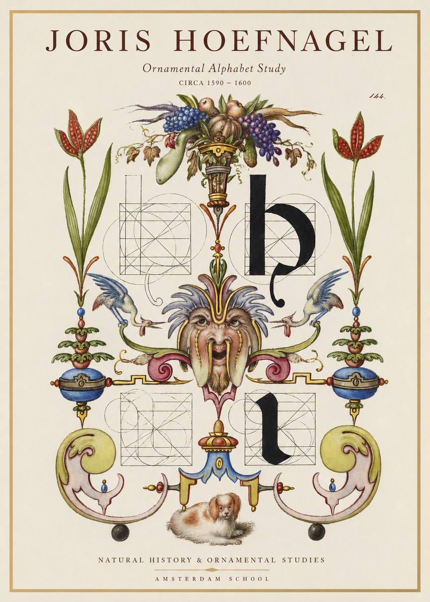 Joris Hoefnagel Floral Grotesque with Putto No2 - Poster