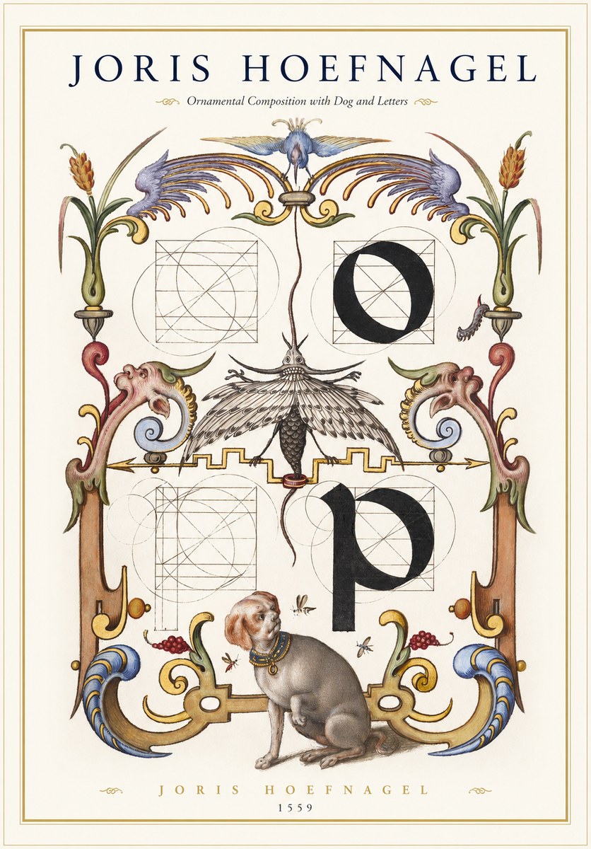 Joris Hoefnagel Ornamental Composition with Dog and Letters No1 - Poster