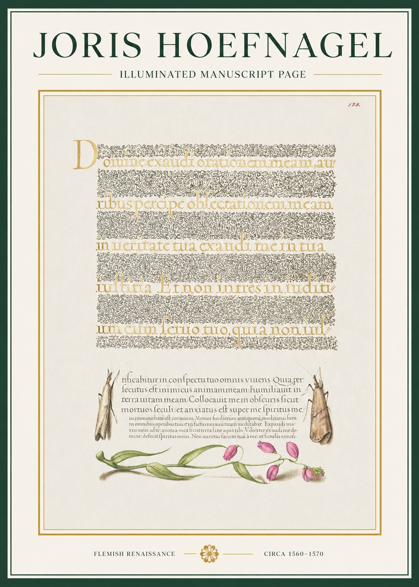 Joris Hoefnagel Illuminated Manuscript Page II No1 - Poster