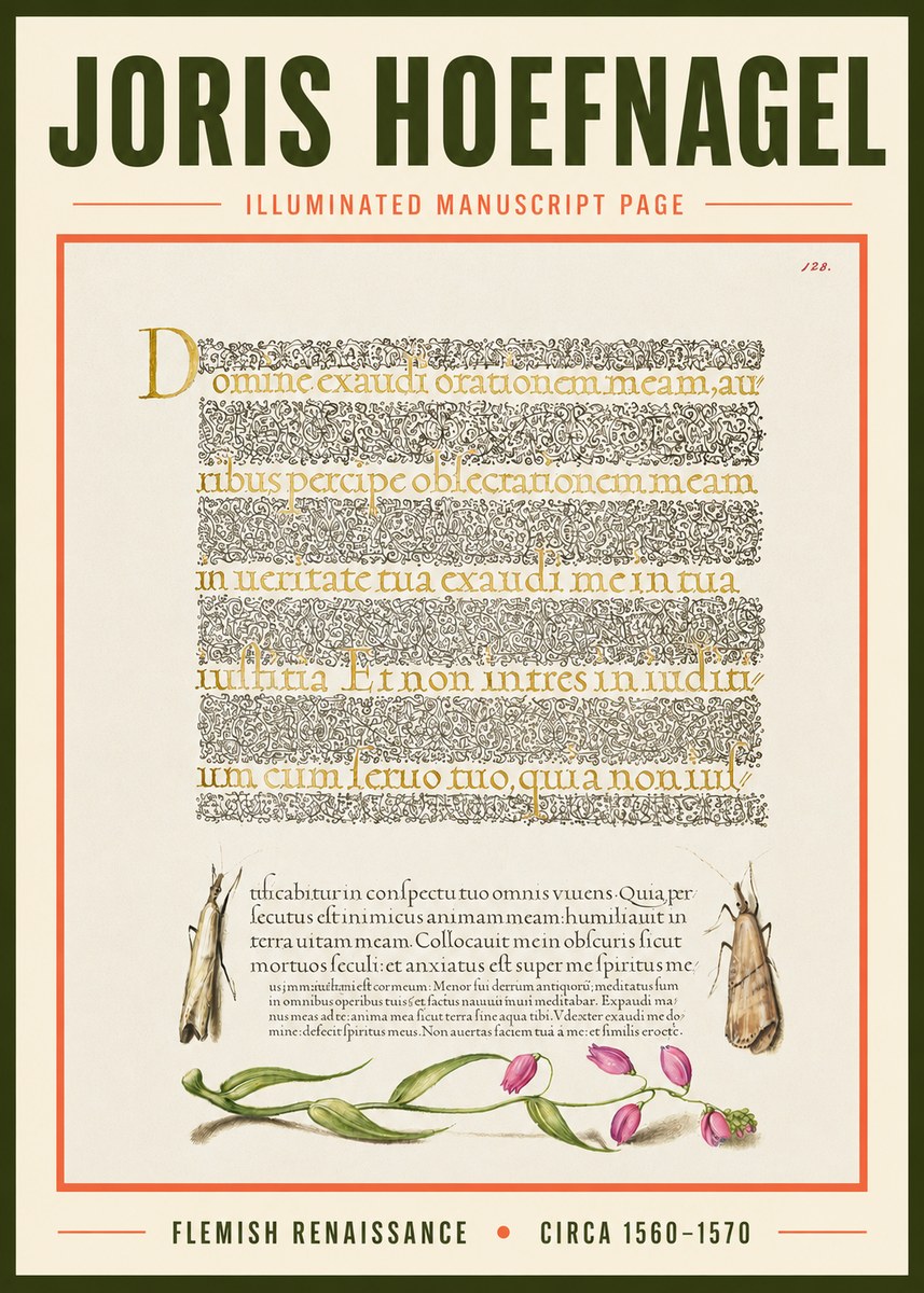 Joris Hoefnagel Illuminated Manuscript Page II No3 - Poster