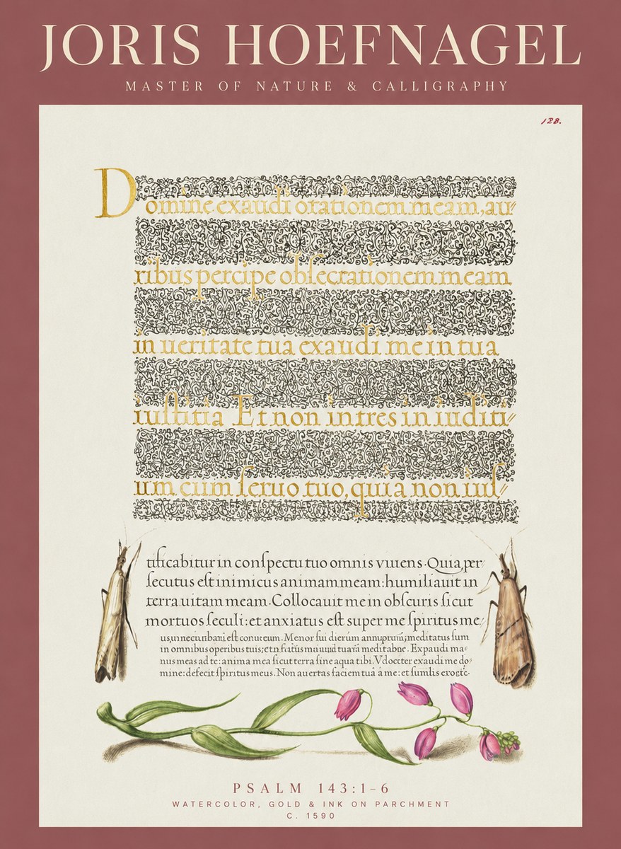 Joris Hoefnagel Illuminated Manuscript Page II No6 - Poster