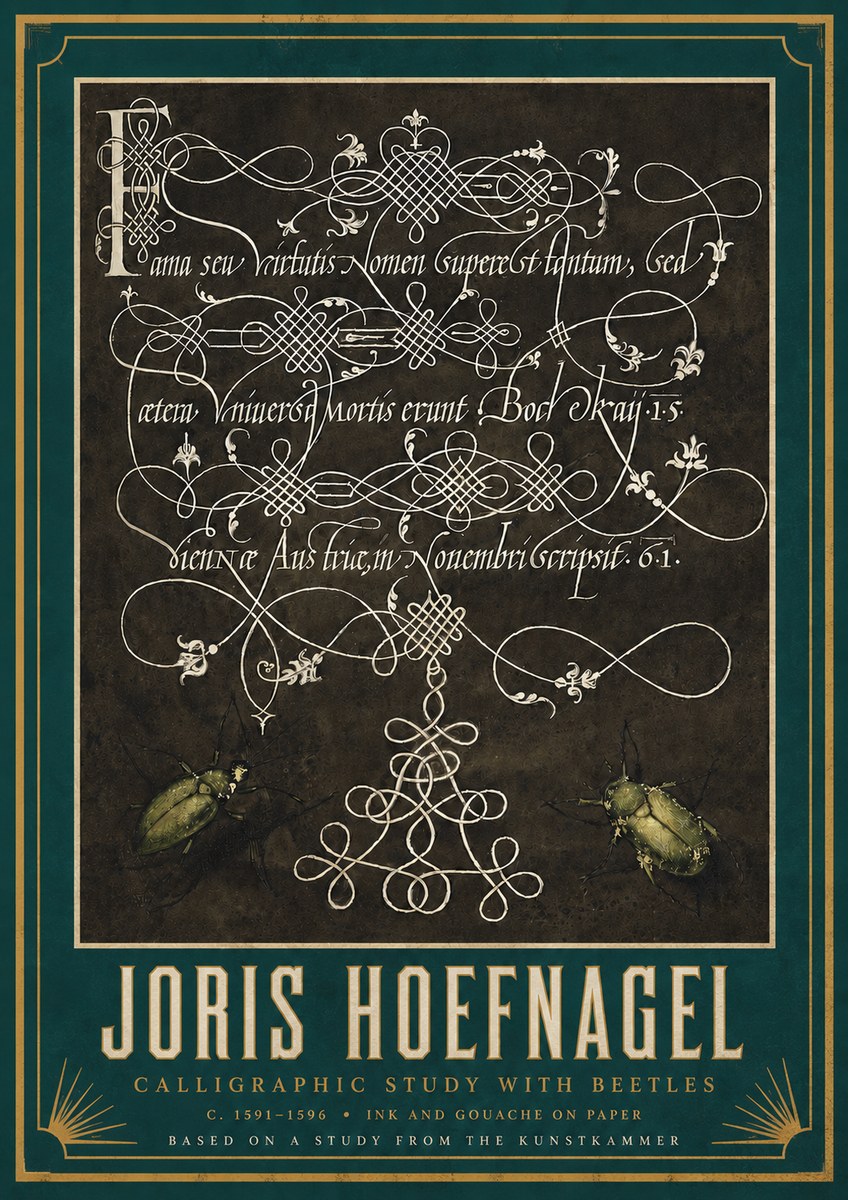 Joris Hoefnagel Calligraphic Study with Beetles No3 - Poster
