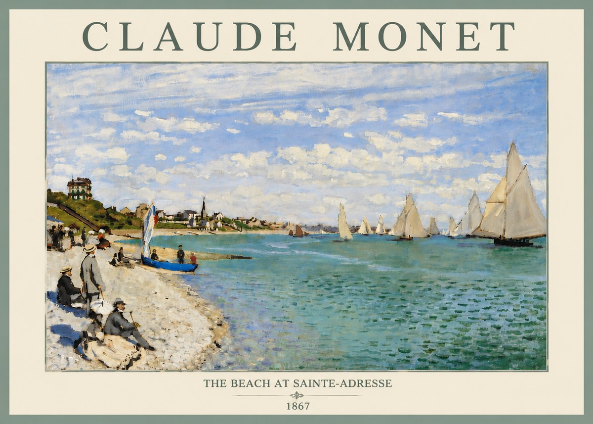 Monet The Beach at Sainte-adresse IV No6 - Poster