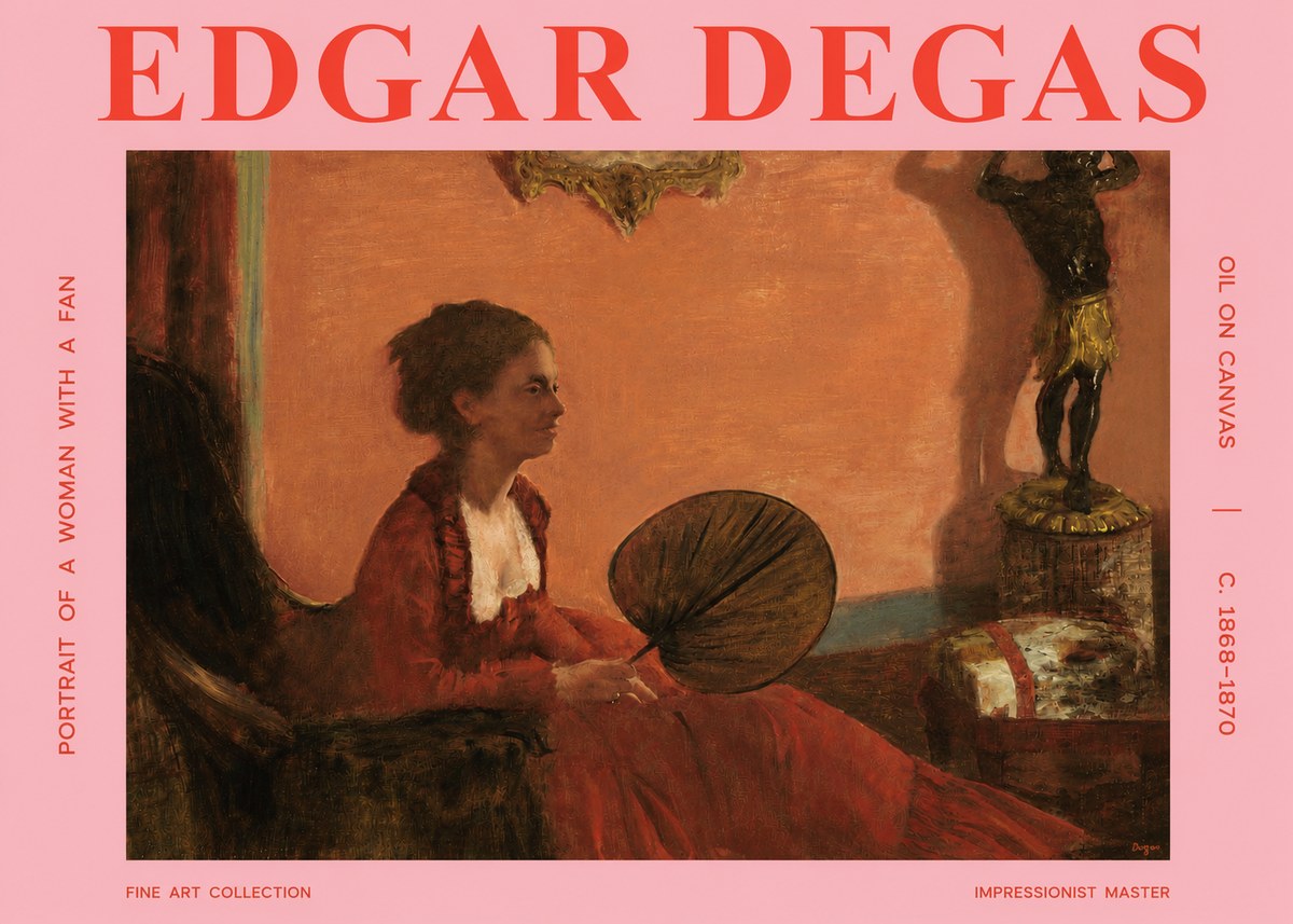 Edgar Degas Portrait of a Woman with a Fan No3 - Poster