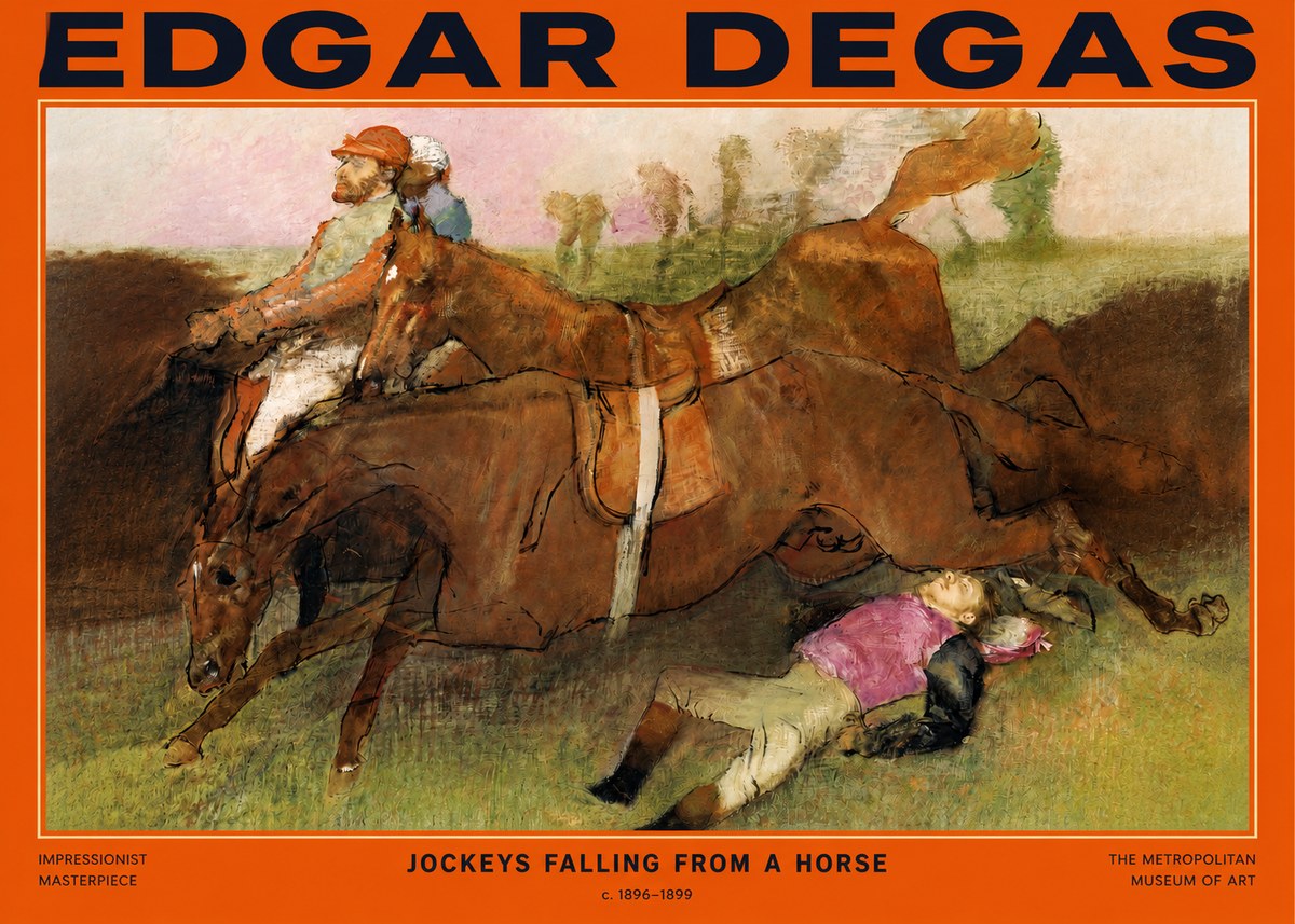 Edgar Degas Jockeys Falling from a Horse No2 - Poster