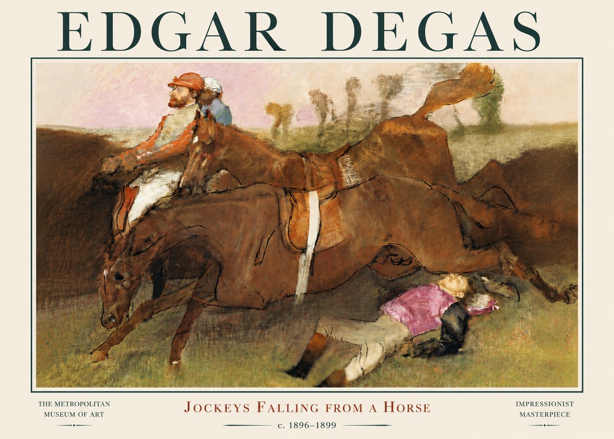 Edgar Degas Jockeys Falling from a Horse No3 - Poster