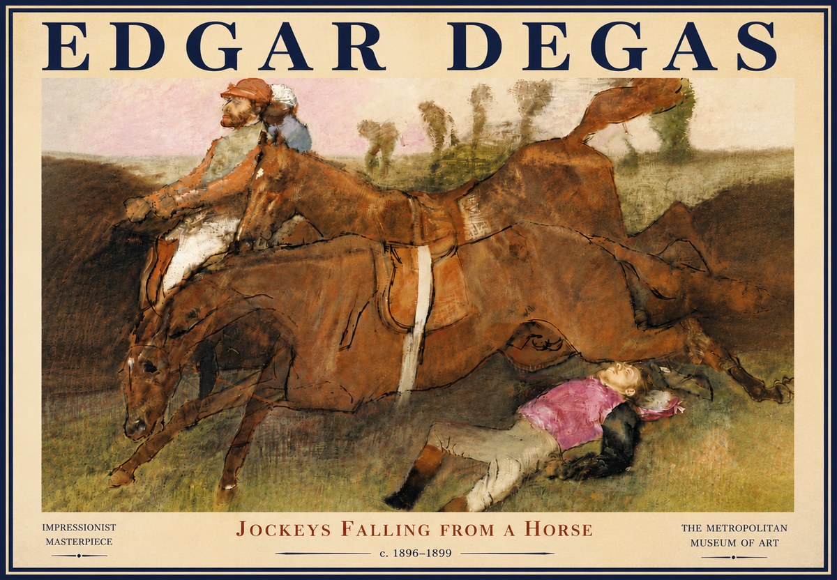 Edgar Degas Jockeys Falling from a Horse No5 - Poster