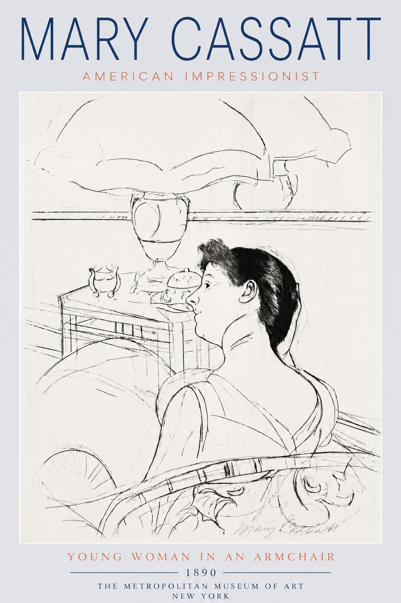 Mary Cassatt Young Woman in an Armchair No6 - Poster
