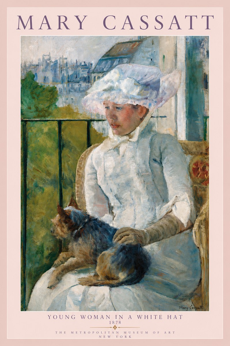 Mary Cassatt Young Woman in a White Hat No3 - Poster