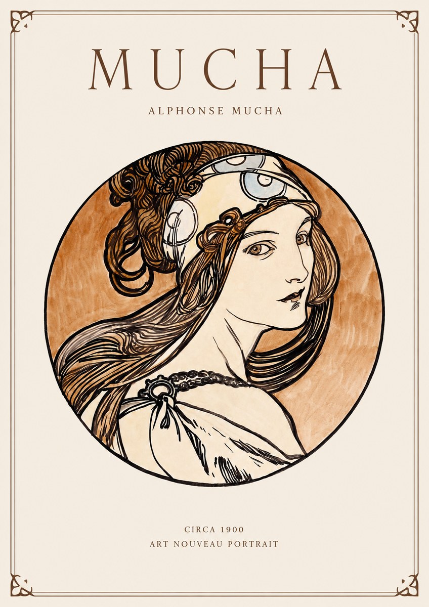 Mucha Art Nouveau Portrait I No1 - Poster
