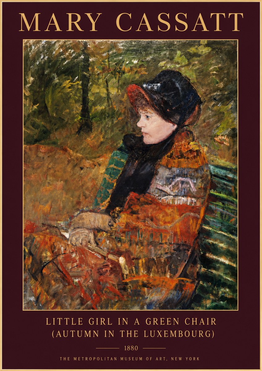 Mary Cassatt Little Girl in a Green Chair (Autumn in the Luxembourg) No3 - Poster