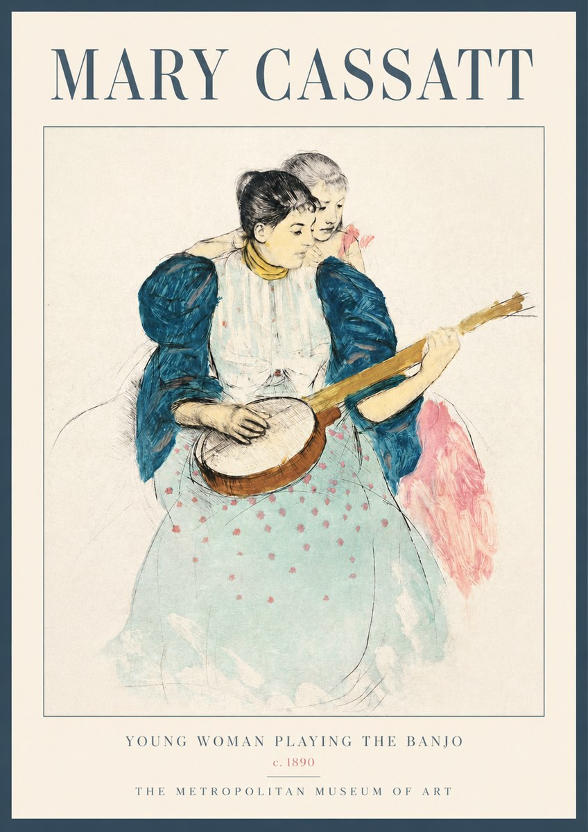 Mary Cassatt Young Woman Playing the Banjo No2 - Poster