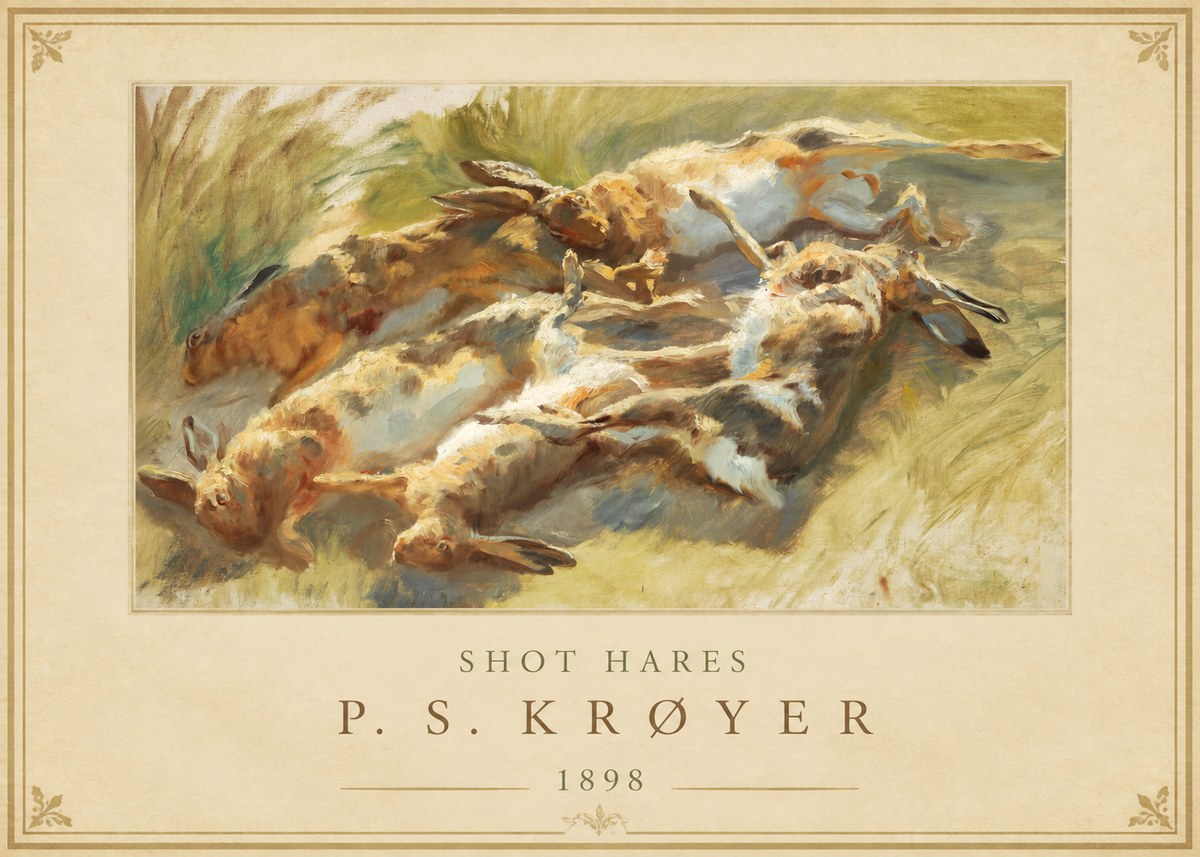 P.S. Krøyer Shot Hares No1 - Poster