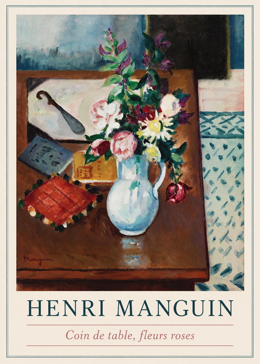 Henri Manguin Coin De Table, Fleurs Roses No1 - Poster