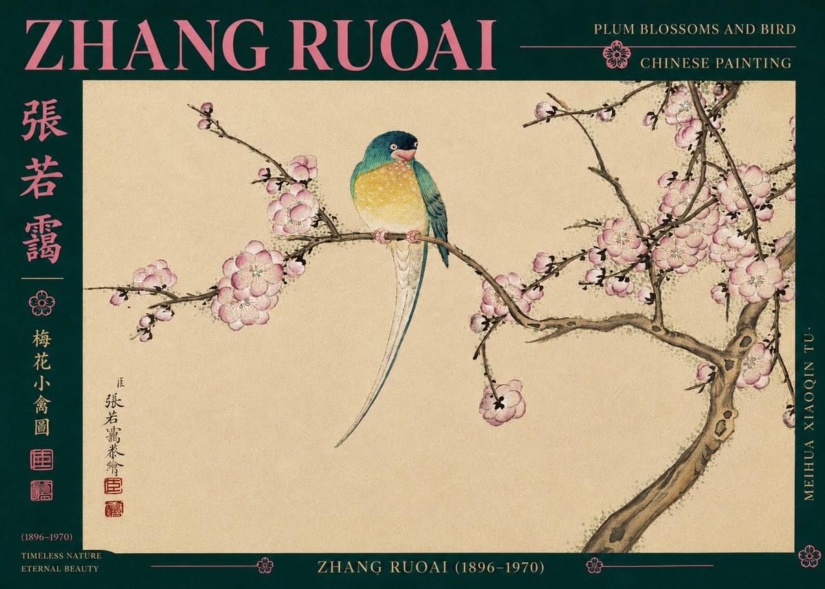 Zhang Ruoai Plum Blossoms and Bird No3 - Poster