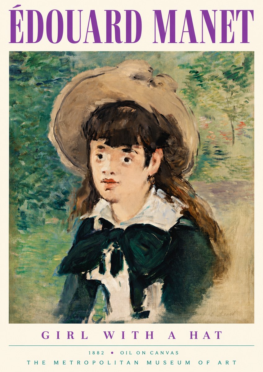 Édouard Manet Girl with a Hat No5 - Poster