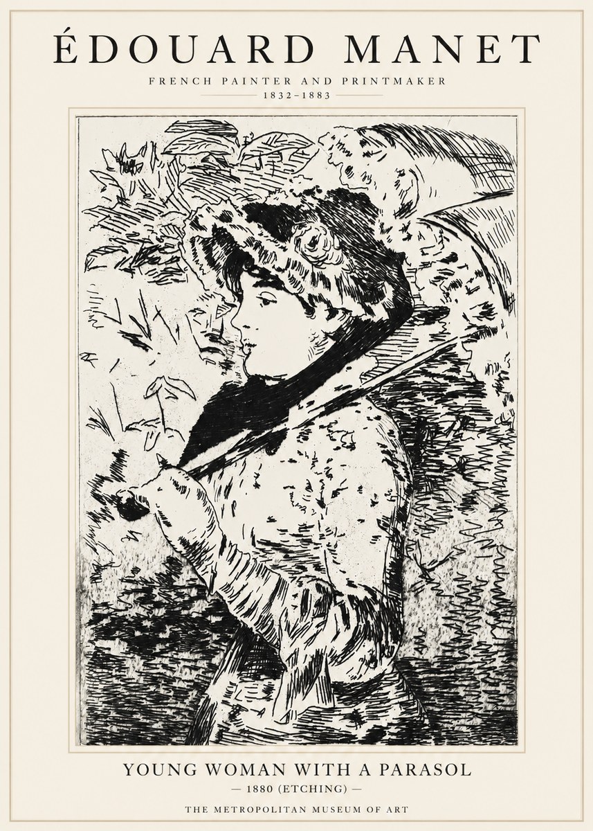 Édouard Manet Young Woman with a Parasol No1 - Poster