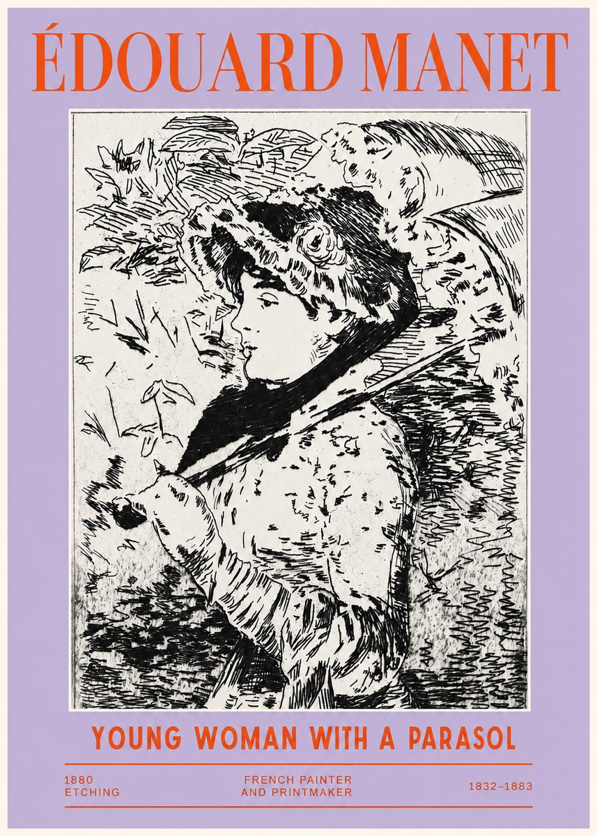 Édouard Manet Young Woman with a Parasol No2 - Poster