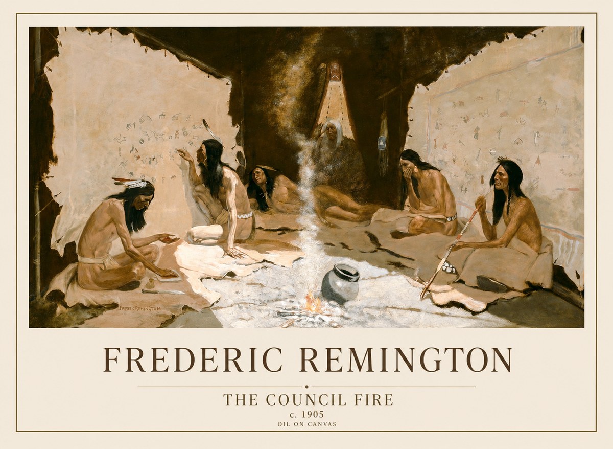 Frederic Remington The Council Fire I No1 - Poster