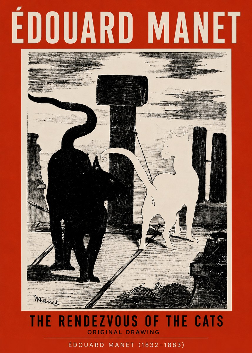 Édouard Manet The Rendezvous of the Cats No2 - Poster
